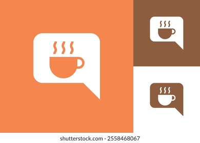 Cafe logo vector design. Symbol of a cup of coffee and chat bubble (conversation). A place to meet and talk