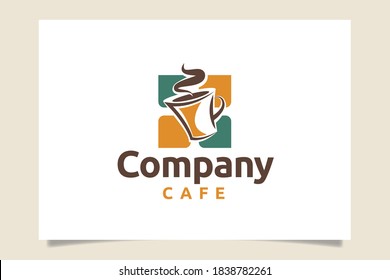 a cafe logo vector graphic with mug and flavour for any business