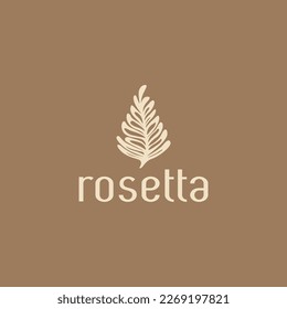 cafe logotype, symbol, latte art, "ROSETTA" design, sign