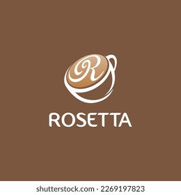 logotipo de café, símbolo, arte de café, diseño de "ROSETTA", signo