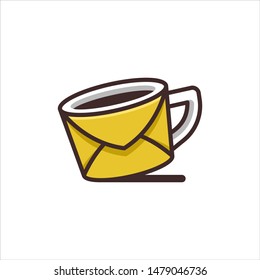 Cafe mail Coffee Cup Drink Isolated Logo Vector Illustration 