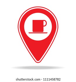 cafe map pin icon. Element of warning navigation pin icon for mobile concept and web apps. Detailed cafe map pin icon can be used for web and mobile on white background
