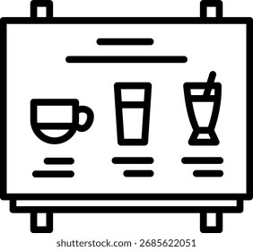 Cafe Menu Board with Coffee, Drink and Beverage Icons