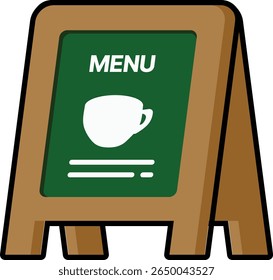 Cafe menu board icon. Suitable for food, drink promotions.
