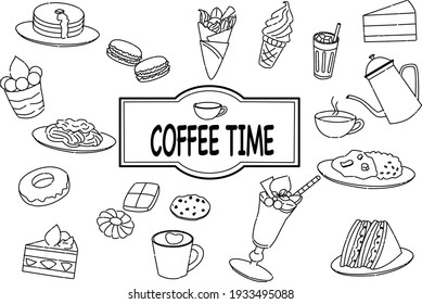 Cafe menu, breakfast, icon, line 