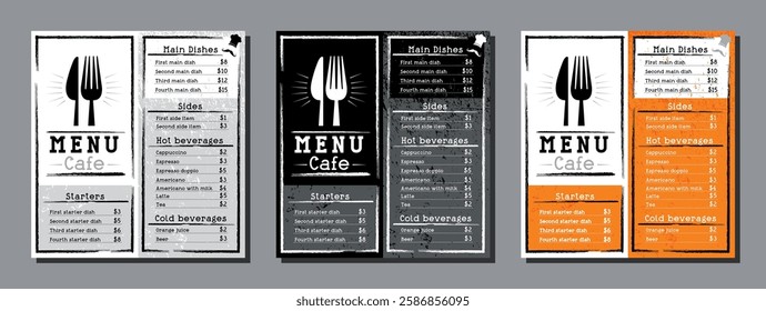 Cafe menu card template in DL format - vector illustration