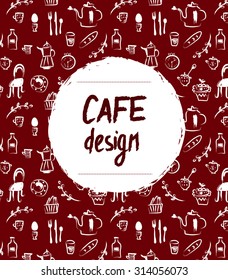 Cafe menu design in retro sketch style - vector illustration