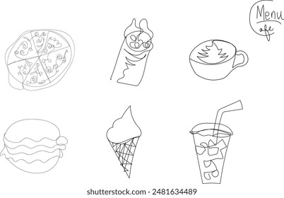 Cafe Menü Doodle Line Art