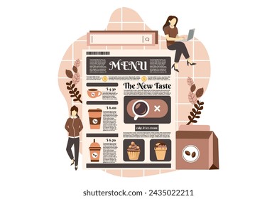 Café Menú Ilustración de diseño plano