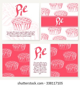 Cafe menu with hand drawn design. Dessert restaurant menu template. Set of cards for corporate identity. Vector illustration