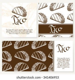 Cafe menu with hand drawn design. Fast food restaurant menu template. Set of cards for corporate identity. Vector illustration