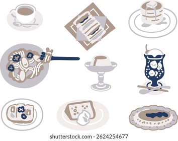 Conjunto de ilustrações do menu Café (cor)