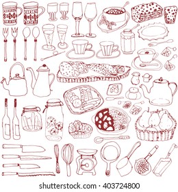 cafe menu and item. hand drawn illustrations.
