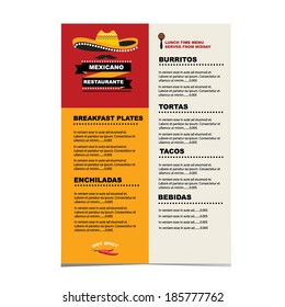 Cafe Menu Mexican, Template Design.Vector Illustration.