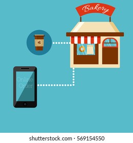 Cafe menu on-line order vector illustration design.
