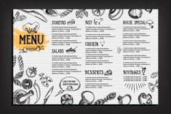 Cafe Menu Restaurant Brochure. Food Design Template.