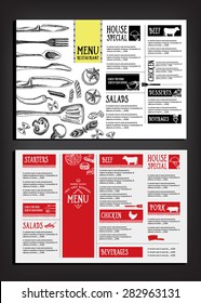 Cafe menu restaurant brochure. Food design template.