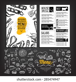 Cafe menu restaurant brochure. Food design template.