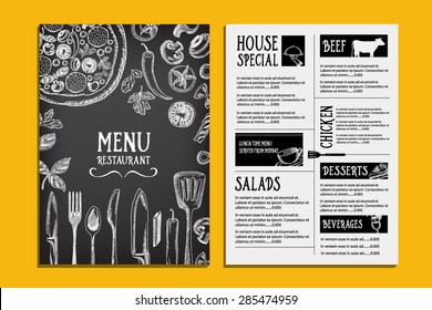 Cafe menu restaurant brochure. Food design template.