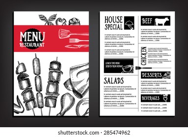 Cafe menu restaurant brochure. Food design template.