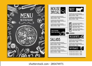 Cafe menu restaurant brochure. Food design template.