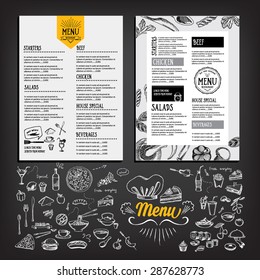 Cafe menu restaurant brochure. Food design template.