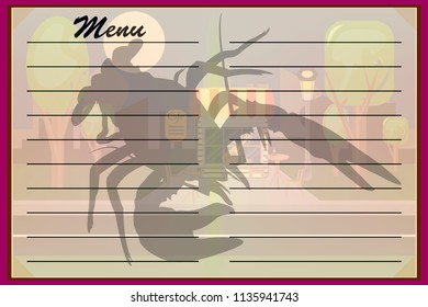 a cafe menu, a restaurant with a lobster logo or crustacean. vector