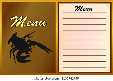 a cafe menu, a restaurant with a lobster logo or crustacean. vector