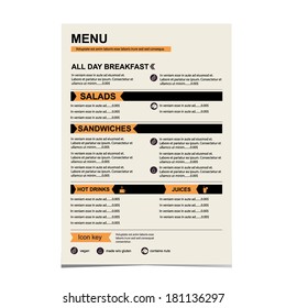 Cafe menu, restaurant template design.Vector illustration.