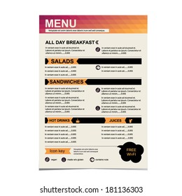 Cafe menu, restaurant template design.Vector illustration.