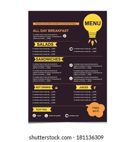 Cafe menu, restaurant template design.Vector illustration.