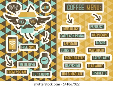Cafe menu. Seamless backgrounds and design elements