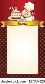 Cafe menu template design with chef