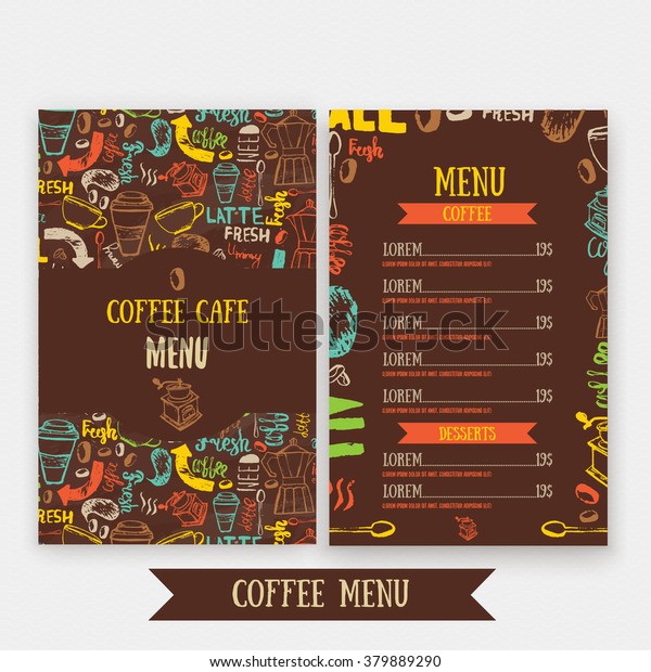 Cafe Menu Template Design Lettering Coffee Stock Vector Royalty Free
