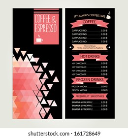 Cafe menu, template design. Vector illustration.