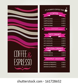Cafe menu, template design. Vector illustration.