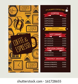 Cafe menu, template design. Vector illustration.