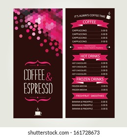 Cafe menu, template design. Vector illustration.
