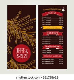 Cafe menu, template design. Vector illustration.