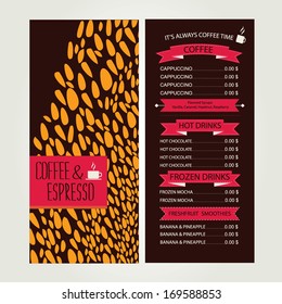 Cafe menu, template design. Vector illustration.