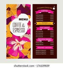 Cafe menu, template design. Vector illustration.