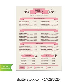 Cafe menu, template design.Vector illustration.