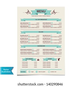 Cafe Menu, Template Design.Vector Illustration.