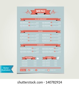 Cafe menu, template design.Vector illustration.