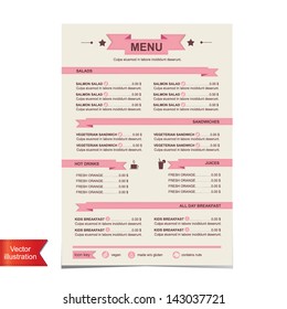 Cafe menu, template design.Vector illustration.