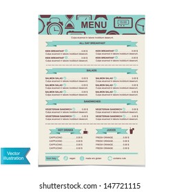 Cafe menu, template design.Vector illustration.