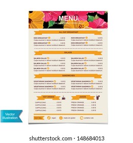 Cafe menu, template design.Vector illustration.