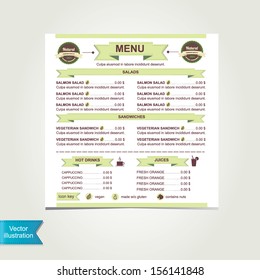 Cafe menu, template design.Vector illustration.