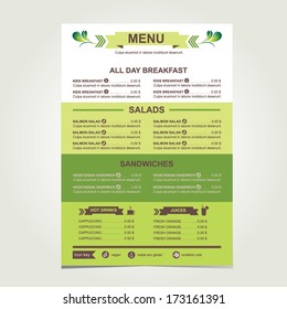 Cafe menu, template design.Vector illustration.