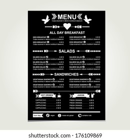 Cafe Menu, Template Design.Vector Illustration.